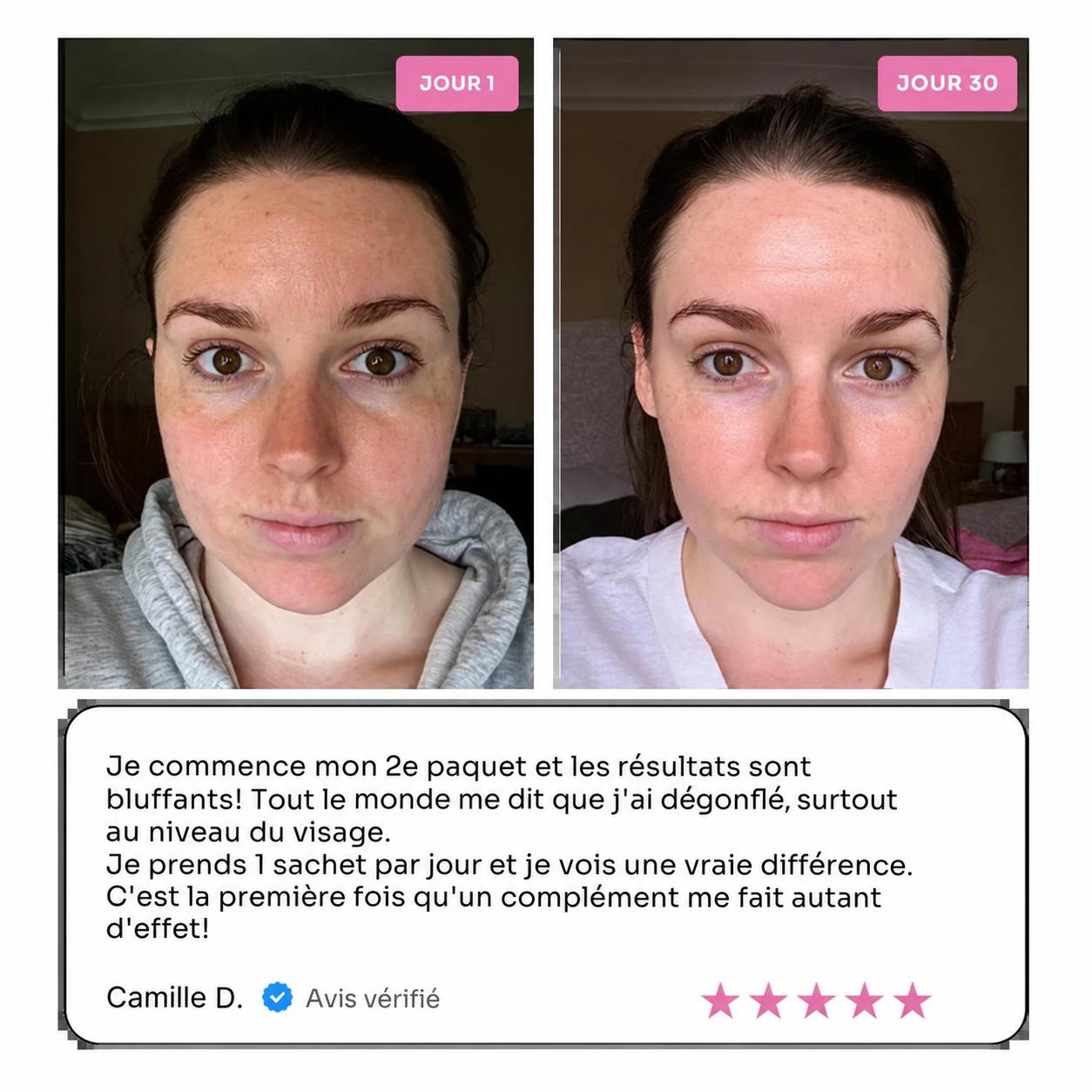 Visuel fourni de deux portraits avec témoignage de Camille D.