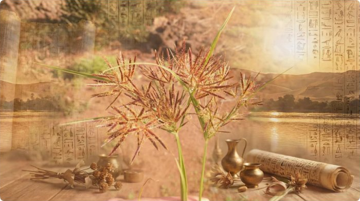 Illustration botanique de Cyperus Rotundus.